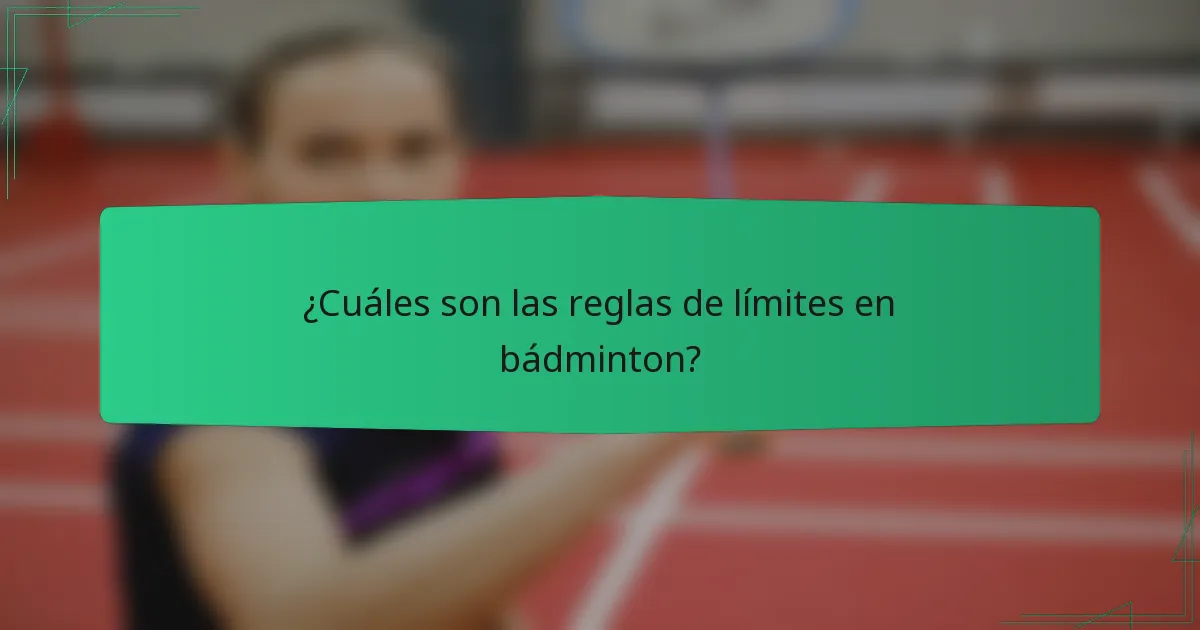 ¿Cuáles son las reglas de límites en bádminton?